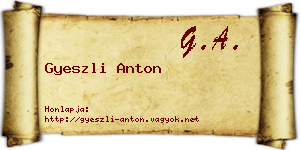 Gyeszli Anton névjegykártya